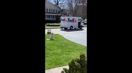 'Golden Doodle's Adorable Interaction with FedEx Driver'