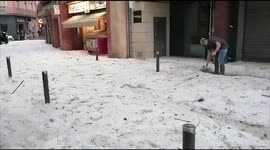 Spain: Severe Storm Dumps Thick Layer Of Hail On Streets In Ribes De Freser, Girona