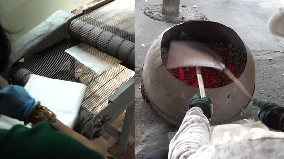 The way these Vietnamese workers make rice paper is aesthetically pleasing
