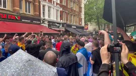 Passing England fans booed and covered in beer by Scots camped in London