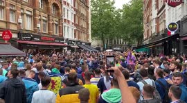 Scottish fans fill Leicester Square aheas of the match versus England
