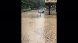 Cars submerged as heavy rain causes flooding in Crimea