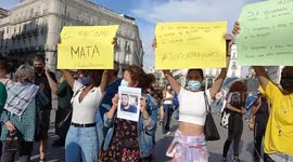 Concentracion en puerta del sol por el asesinato racista de Younes Bilal