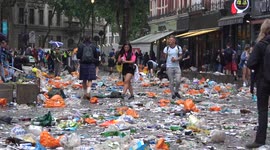Scotland football fans TRASH London's Leicester Square