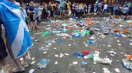Scotlands Tartan Army leave Leicester Square in London covered in rubbish
