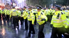 Football fans clash with police in London's Leicester Square during Euro 2020 fixture