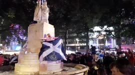 Scotland fans party in Leicester Square fountains after draw versus England