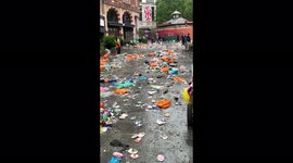 Scottish fans trash London's Leicester Square before match against England even starts