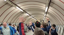 Scottish fans in the underground after the euro 2020 Wembley game against england