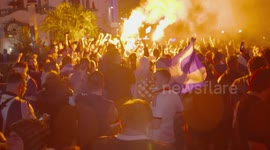 Scotland football fans light flares and party hard in central London after England draw