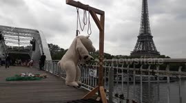 Environmental group Extinction Rebellion hold art installation protest in Paris
