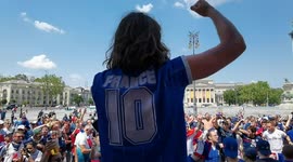 French football fans gather ahead of Hungary-France match in Budapest
