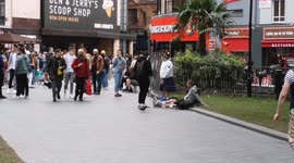Last man (not) standing: Final fan in Leicester Square after all-night Scottish party