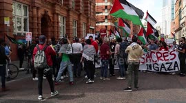 Free Palestine Protesters Chant Outside Andy Burnham's (Mayor of Manchester) Office