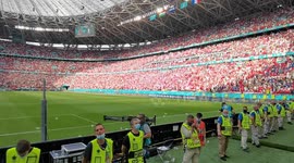 Hungarian fans celebrate the first point of their team in this Euro, after a draw against France, former Euro finalist and current World champions