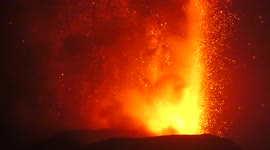 Watch balls of orange lava shoot into the air as Italy's Mount Etna erupted on Saturday