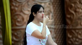 Indian women perform yoga on International Yoga Day in Rajasthan
