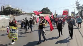 Massive demonstrations against the Bolsonaro government in Cuiaba, Brazil