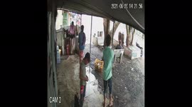 Watch -More video -  Owner and staff of a small eatery on highwayhad a miraculous escape from a truck tyre