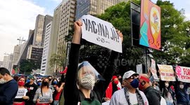 Brazilian protesters take to the streets and blame President Bolsonaro for country's COVID death toll of 500,000