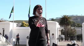 Leader of Stop Farm Murders movement speaks at gun protest outside South Africa's parliament