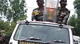 Victory Flame Gets Warm Welcome by India Army In  Chinar AD Brigade Rangreth Srinagar