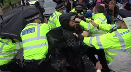 Violence in Westminster as anti-lockdown protest descends into scuffles