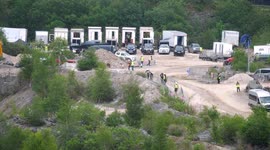 Star Wars Andor filmset update a hive of crew activity before the filming tomorrow at Tarmac Middle Peak Quarry Wirksworth Derbyshire 21/06/2021