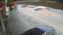 Delivery truck flips over after losing control