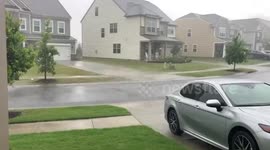 Rainy day in Fort Mill, South Carolina, USA during Claudette storm