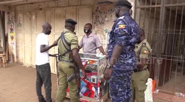 Ugandan police patrol new lockdown in Kampala, Uganda