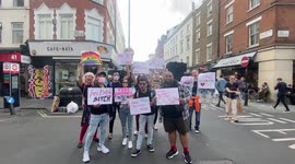 #FreeBritney protest in London’s Soho as the pop star is expected to address the judge
