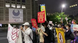Anti-Olympic protest in Shinjuku. Japan