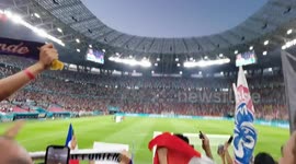 French fans singing La Marseillaise ahead of France Portugal