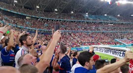 French fans react to their team scoring to come back to 1-1
