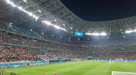 Fans react to the written announcement that Hungary has taken the lead again against Germany