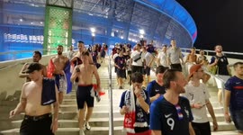 French fans leave Budapest's Puskas Arena