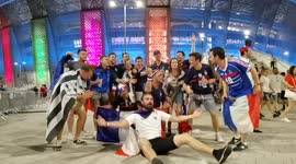 French fans leave Budapest's Puskas Arena