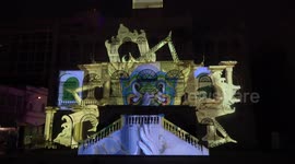 Impressive light show projected onto buildings for Bangkok Design Week