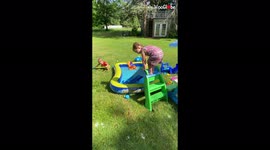 Difference between first and second child demonstrated by waterslide