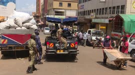 Uganda Police patrol streets of Kampala during Covid-19 lockdown
