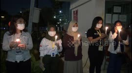 Hospital vigil for medical worker who died of Covid-19 in Jakarta, Indonesia