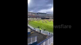 Drinking students storm cricket pitch after Derbyshire-Birmingham match in Edgbaston