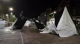 Market stalls destroyed by suspected tornado in Romford, greater London