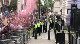 Bottles, tennis balls thrown at police by anti-lockdown protesters outside Downing Street