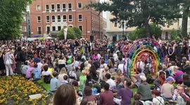 London day of protest: Trans Pride march reaches Soho Square