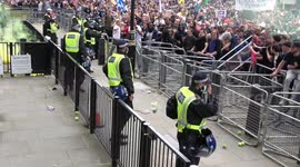 Scuffles between police and anti-lockdown protestors outside Downing Street, London