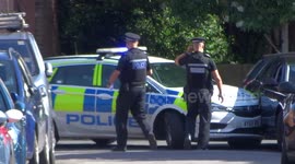 Police car smashes into a private car in accident in Ipswich in southeast England