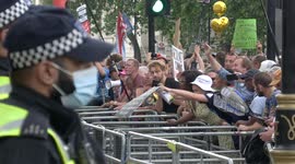 Tennis balls thrown into Downing Street during latest 'March for Freedom' in London