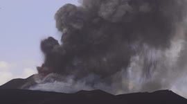 Clouds of ash and smoke during fresh eruptions from Mount Etna in Italy